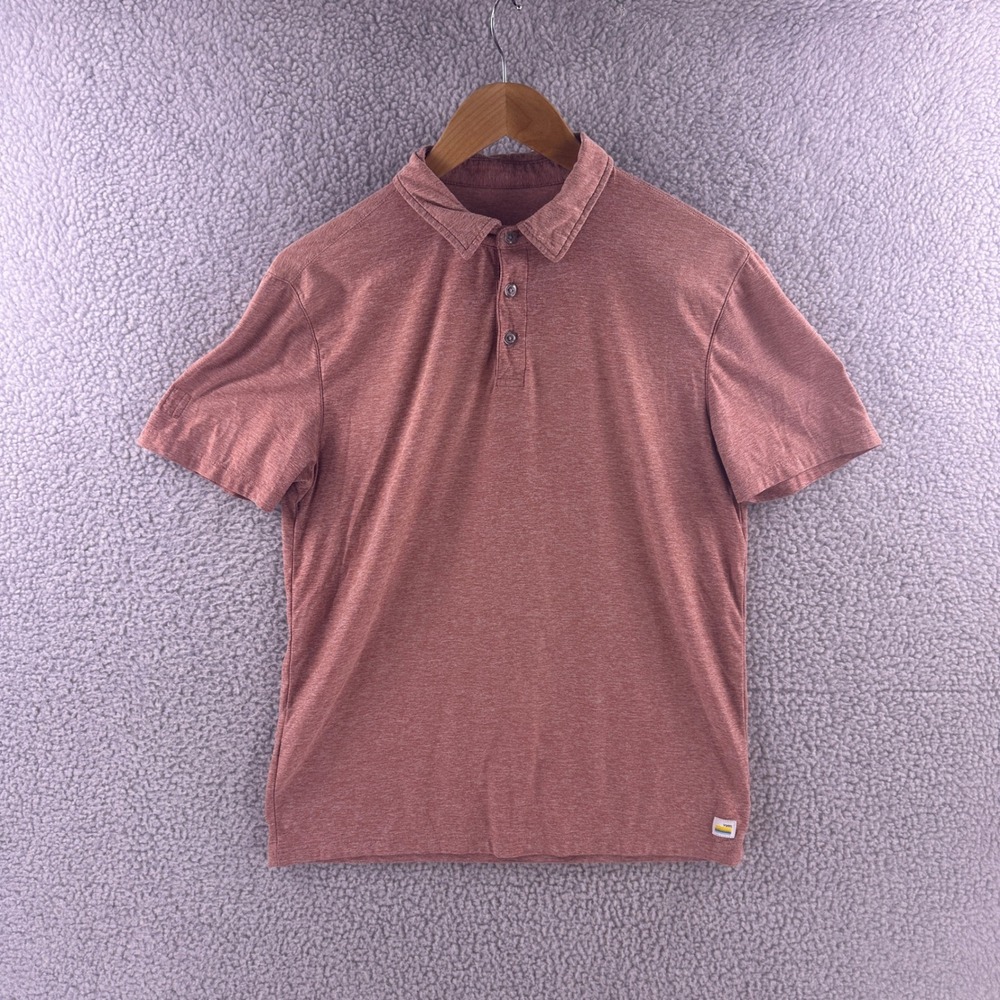 Vuori Mens Short Sleeve Polo Shirt Heathered Rust Orange Size M Performance